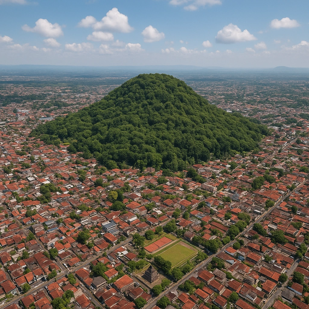 Aerial photo of Gunung Tidar in Magelang City, Central Java. Aerial photo of Gunung Tidar in Magelang City, Central Java.