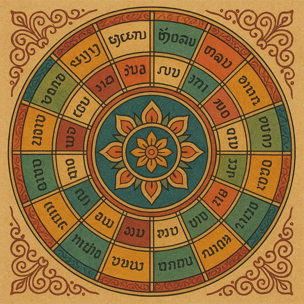 Javanese Pawukon 210-day cycle illustrated as a circular cosmic wheel