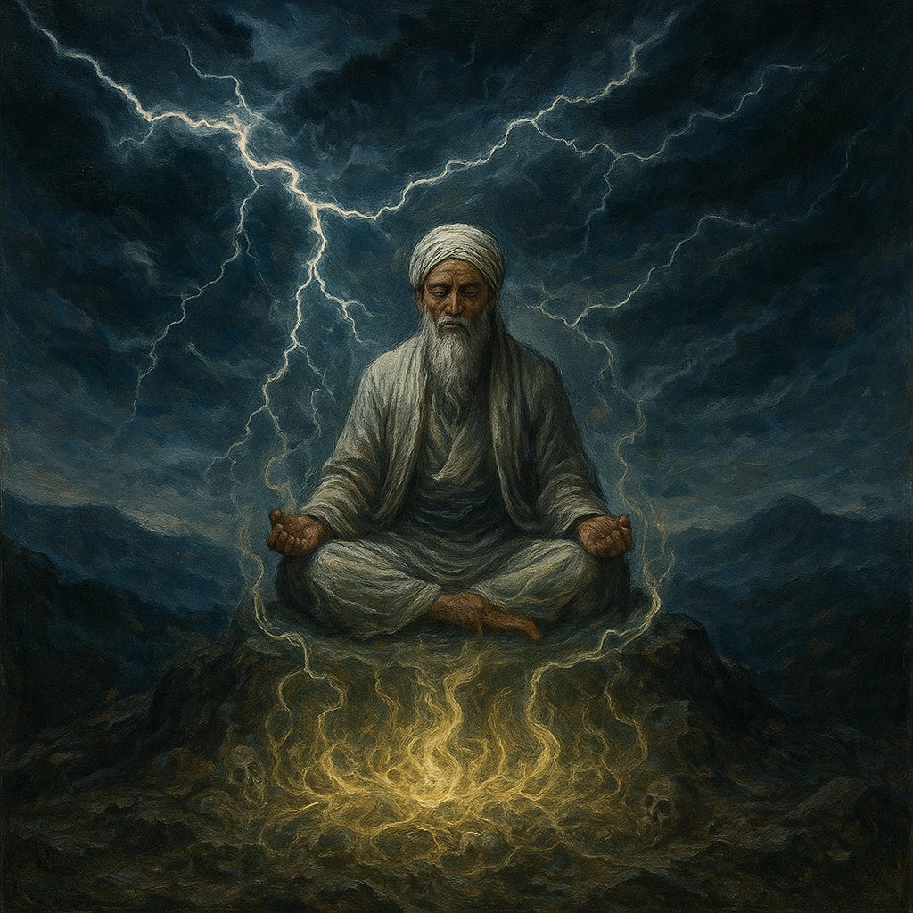 Syekh Subakir performing mystical ritual to subdue spirits at Gunung Tidar. Syekh Subakir performing mystical ritual to subdue spirits at Gunung Tidar.