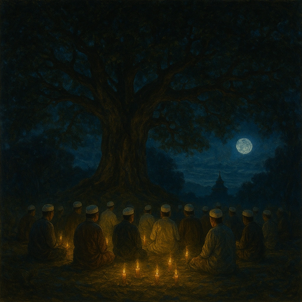 Pilgrims praying at Gunung Tidar during sacred night of Jumat Kliwon. Pilgrims praying at Gunung Tidar during sacred night of Jumat Kliwon.