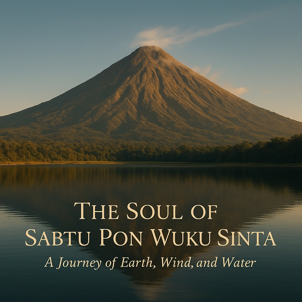 Sabtu Pon Wuku Sinta showing mountain, wind, and water with title text.
