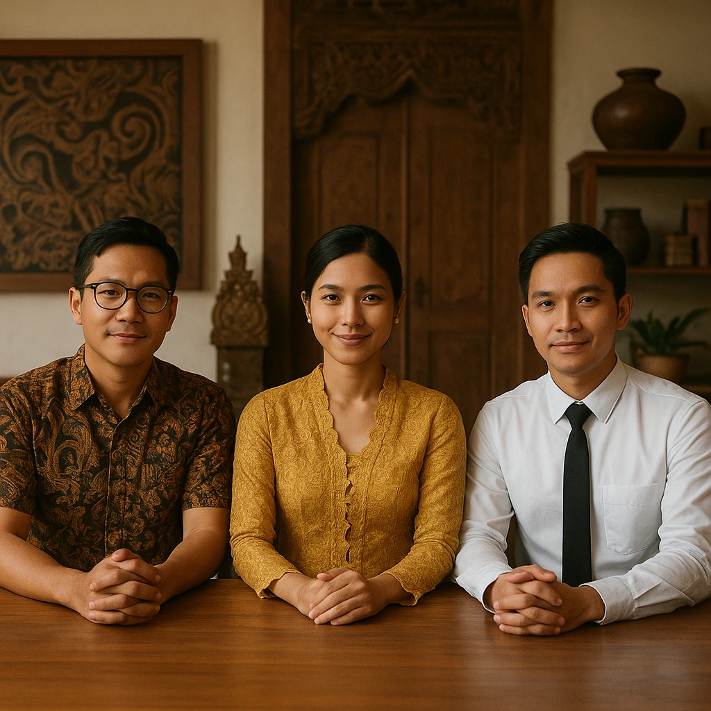Three Javanese characters representing different career directions according to Primbon case studies.