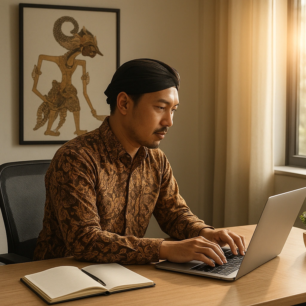A Javanese professional in batik finding inspiration by aligning current job with Primbon self-map
