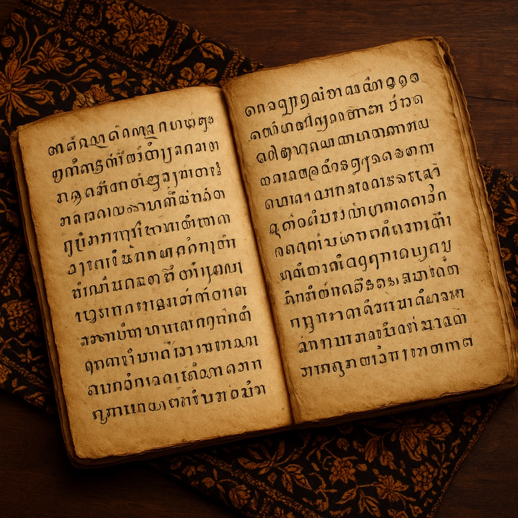 An ancient Javanese Primbon manuscript with aksara Jawa, symbolizing ancestral wisdom for career guidance.