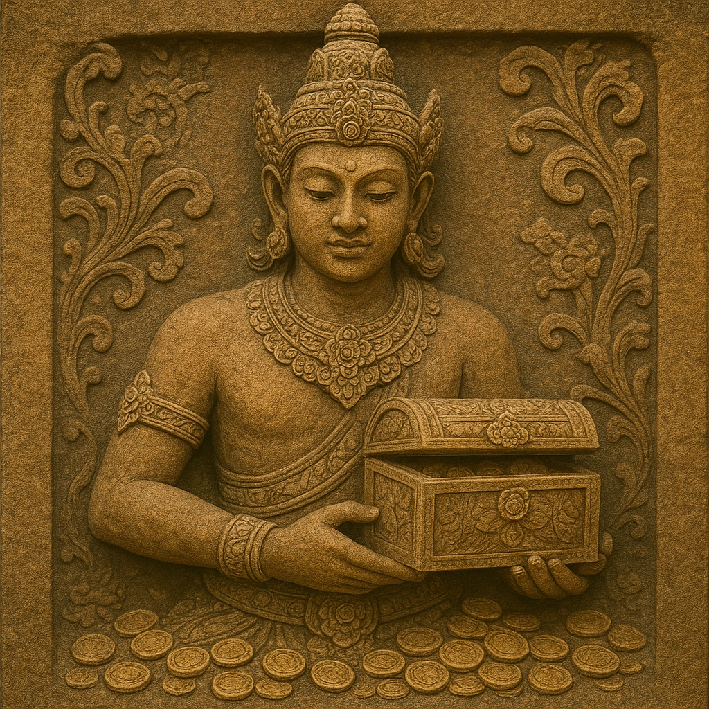 Relief of Bethara Kuwera, Javanese god of wealth in Wuku Wuye