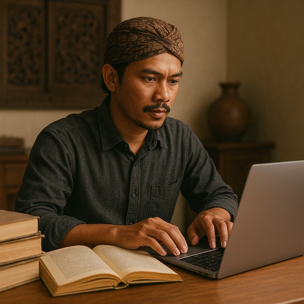 A solitary Javanese figure symbolizing loyalty and independence in Wuku Langkir romance