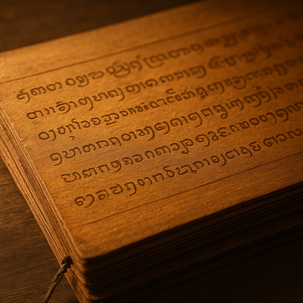 Ancient Javanese script symbolizing mantra as a tool for the mind.