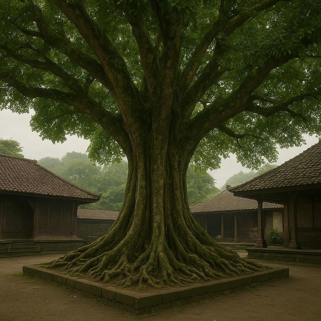 Sacred Nagasari tree symbolizing natural authority in Wuku Wukir character