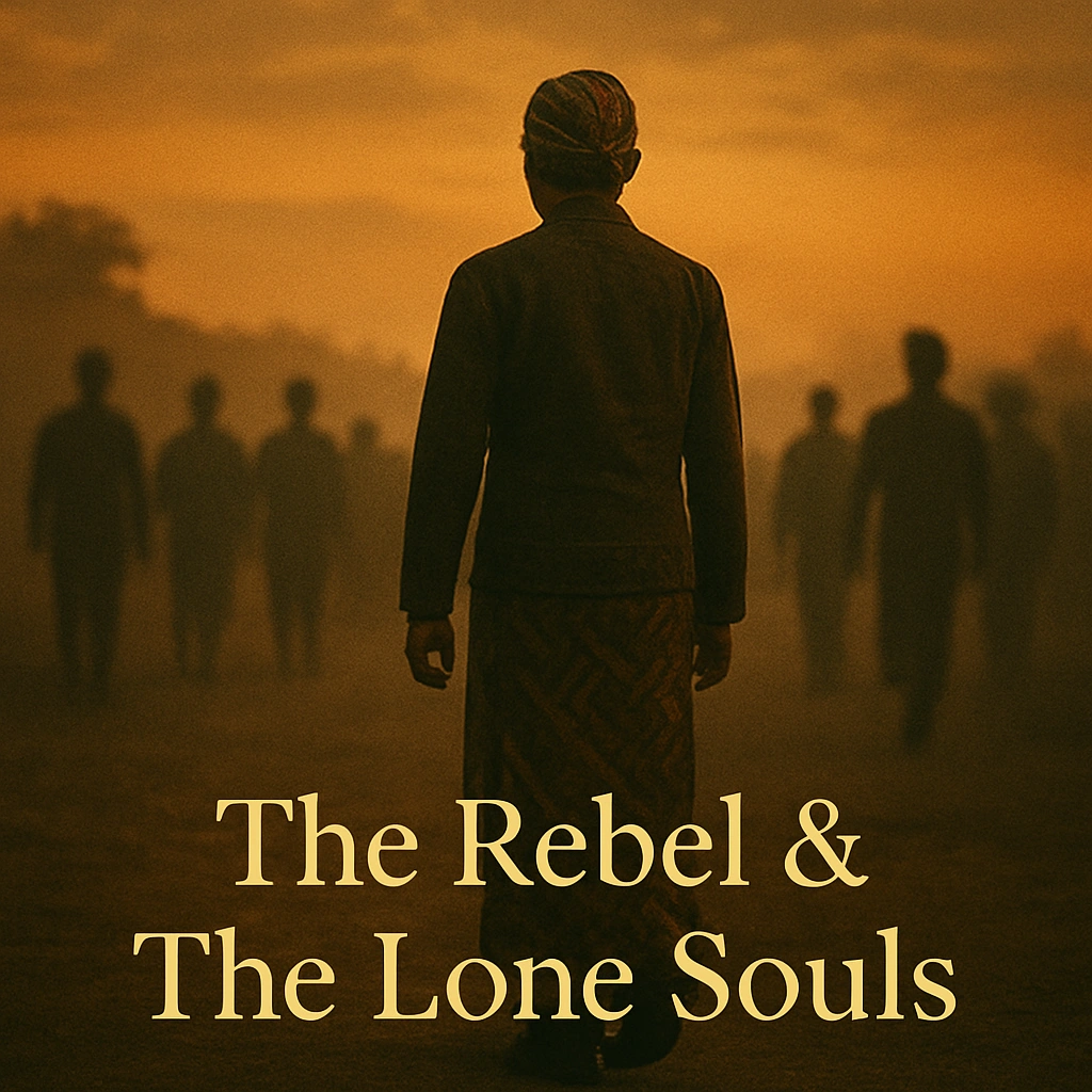 “Thumbnail Wuku Langkir with Javanese lone figure symbolizing rebellion and independence, with text The Rebel & The Lone Souls.”