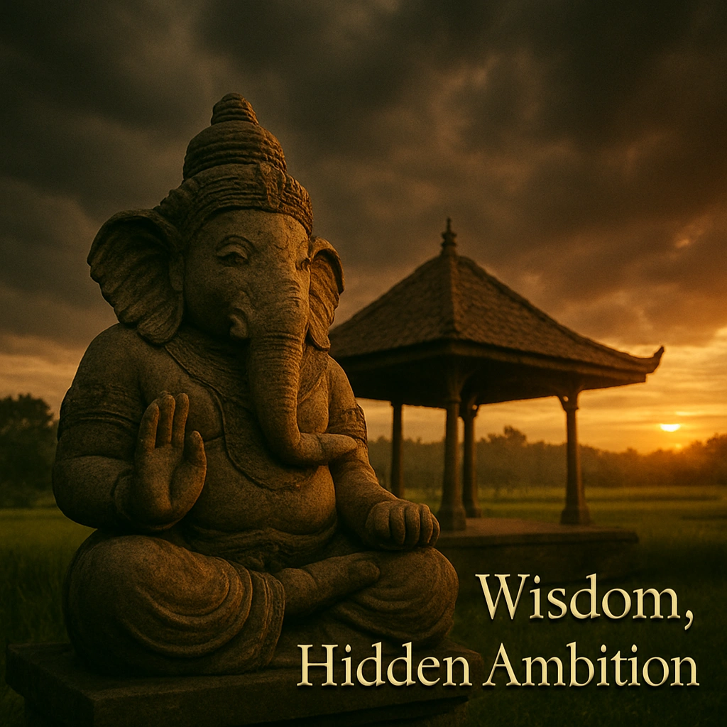 Thumbnail of Wuku Sungsang with Javanese Ganesha, rice fields, and cloudy sky, with text “Wisdom, Hidden Ambition”.