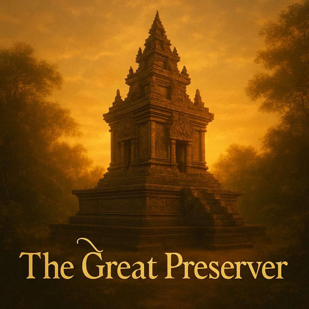 Thumbnail of Wuku Kuruwelut, The Great Preserver, with Javanese temple silhouette and golden aura in a realistic photo-style.