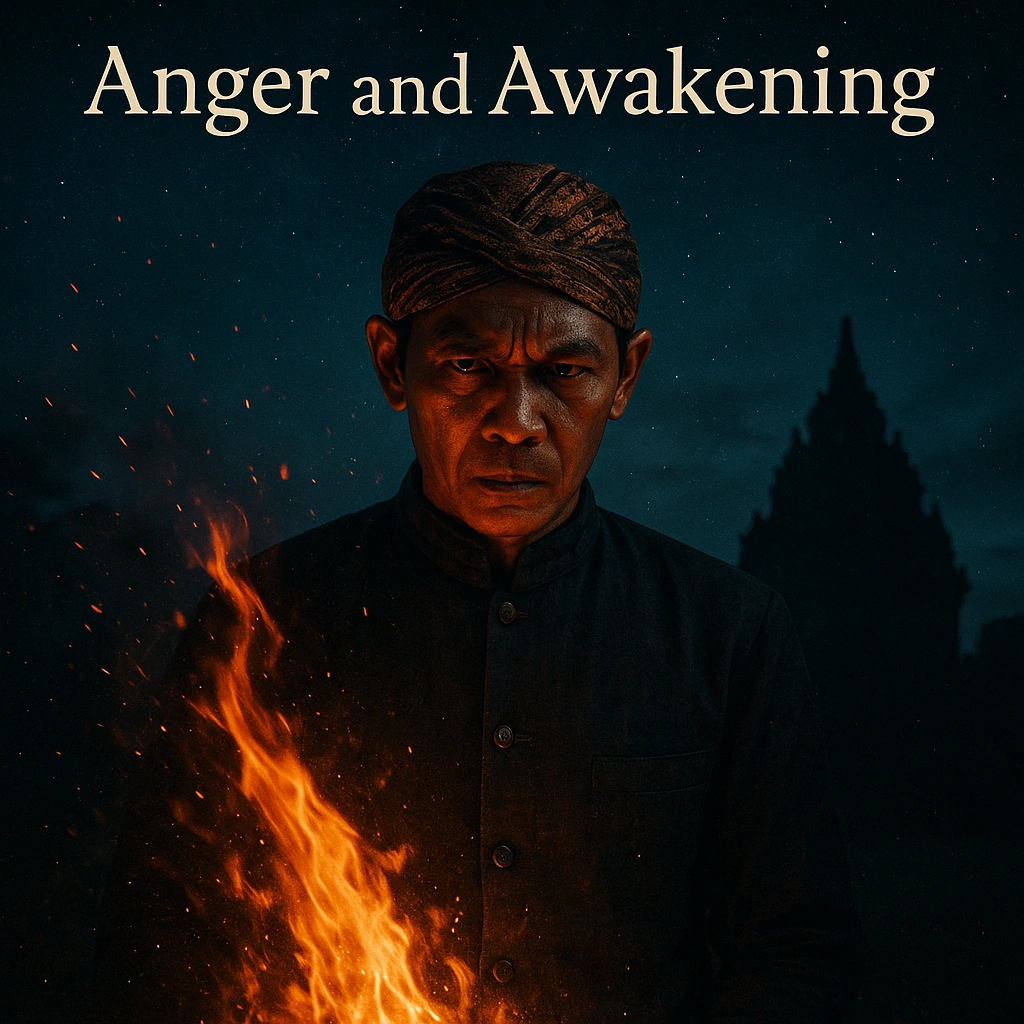Thumbnail of Javanese man with fire aura symbolizing anger and awakening