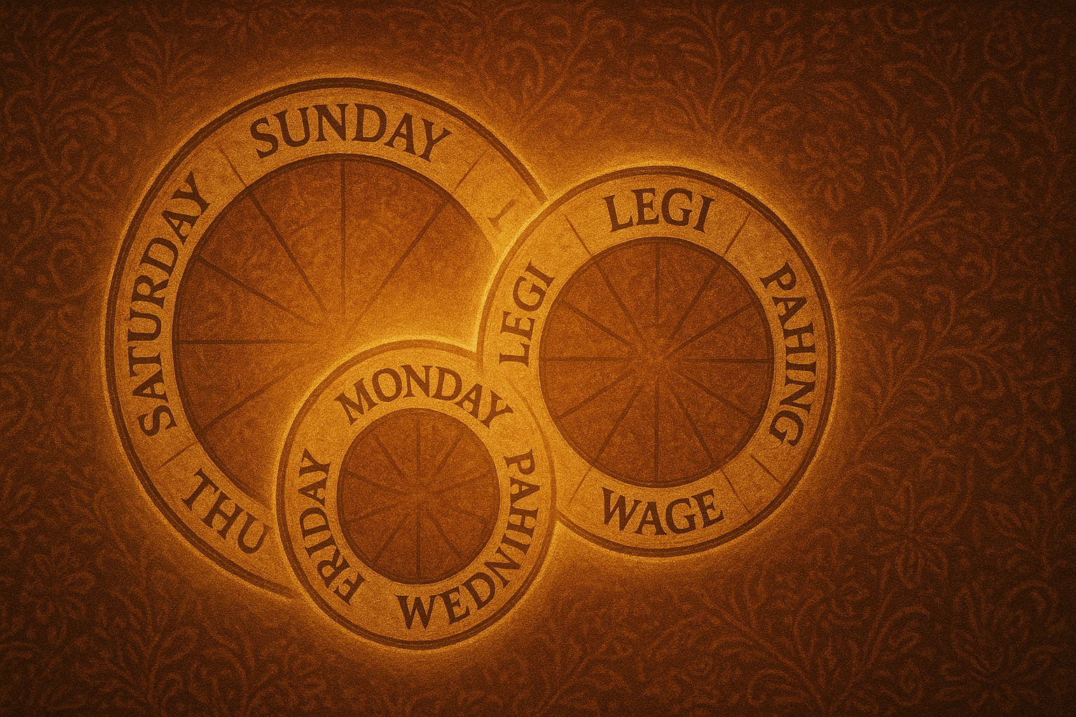 Artistic illustration of 7 day week and 5 day Pasaran cycles.
