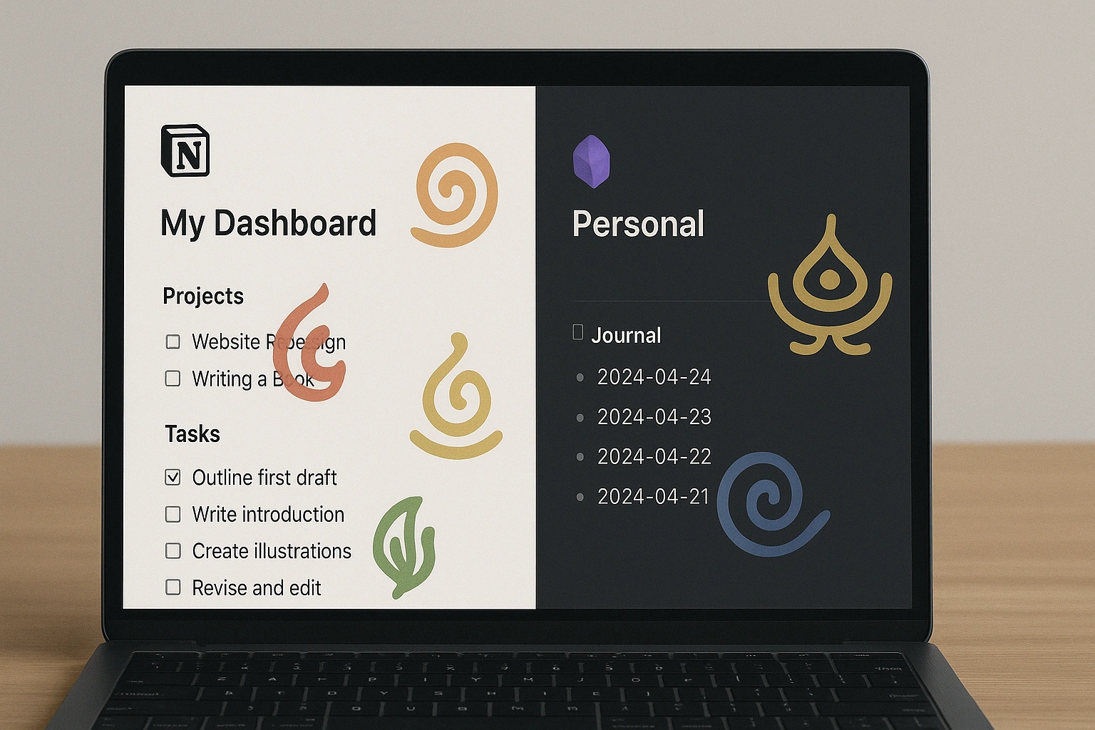 Notion and Obsidian Weton template for daily reflection