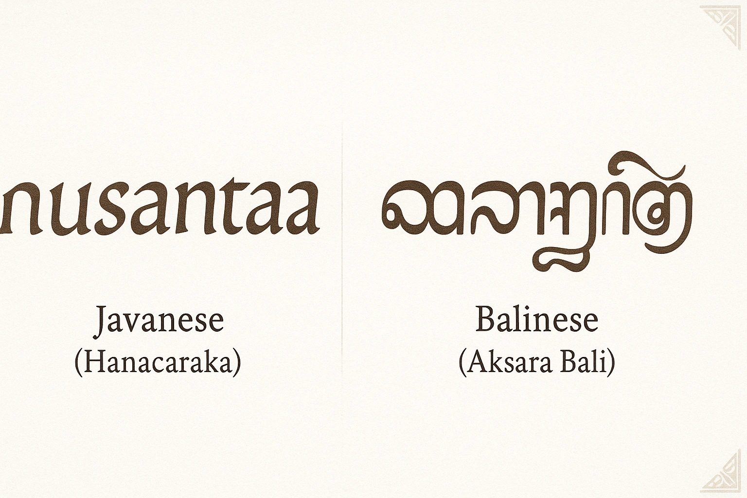 'Nusantara' in Javanese and Balinese script side by side.