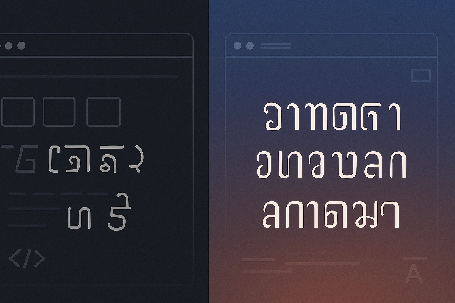 Perbandingan teks Aksara Jawa rusak dan rapi di layar digital.